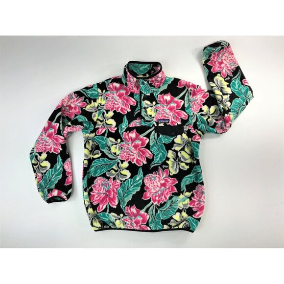 Patagonia Jackets & Blazers - Patagonia Synchilla Womens Floral Pullover Snap T Fleece Jacket Vintage Wm Small